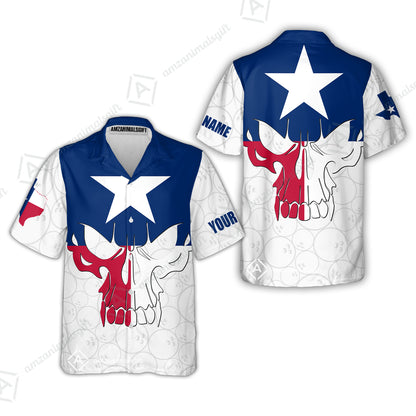 Custom Bowling Jersey Polo Shirt, Bowling Texas Flag Skull, Custom Bowling Jersey Team Shirt For Players With Name and Team Name