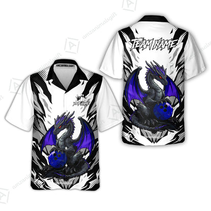 Custom Bowling Jersey Polo Shirt, Dragon Lover Custom Bowling Jersey Team Shirt For Players With Name & Team Name