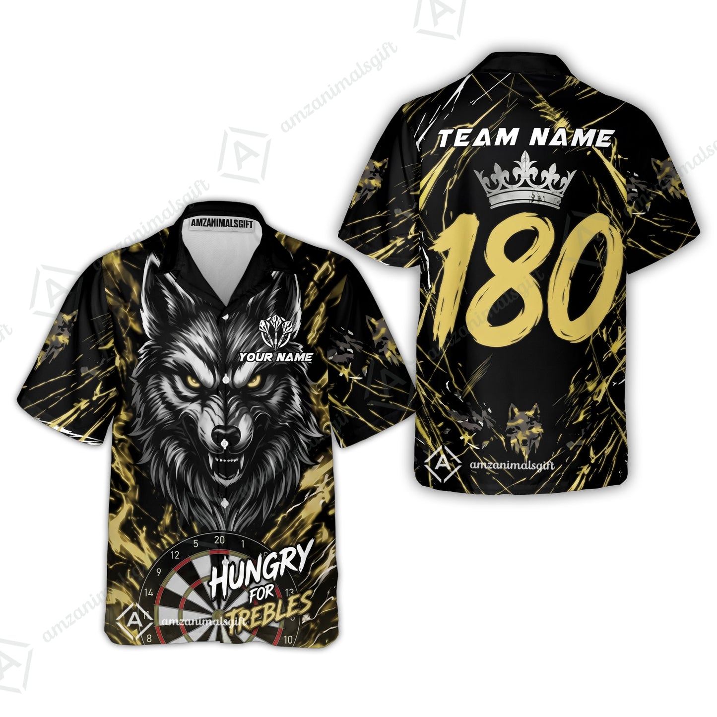 Custom Darts Jersey Polo Shirt, Wolf 180, Custom Dart Jersey Team Shirt For Players With Name & Team Name