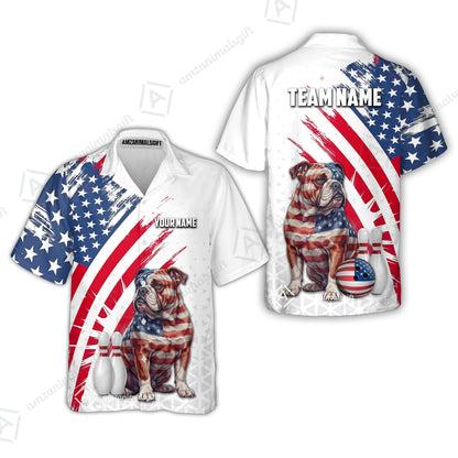 Custom Bowling Jersey Polo Shirt, Bowling US Flag Bulldog, Custom Bowling Jersey Team Shirt For Players With Name and Team Name