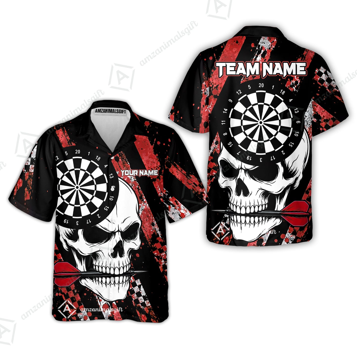 Custom Darts Jersey Polo Shirt, Skull Bites Dart, Custom Dart Jersey Team Shirt For Players With Name & Team Name