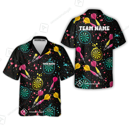 Customized Darts Team Uniform Shirt, Funny Colorful Donuts Darts and Dartboard, Personalized Name And Team Name