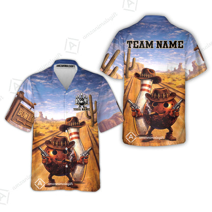 Custom Bowling Jersey Polo Shirt, Wild West Cowboy Gunslinger, Custom Bowling Jersey Team Shirt For Players With Name and Team Name