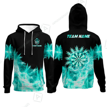Customized Darts Hoodie, Darts Icy Light Black And Multi Color Team Hoodie For Darts Player