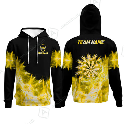 Customized Darts Hoodie, Darts Icy Light Black And Multi Color Team Hoodie For Darts Player