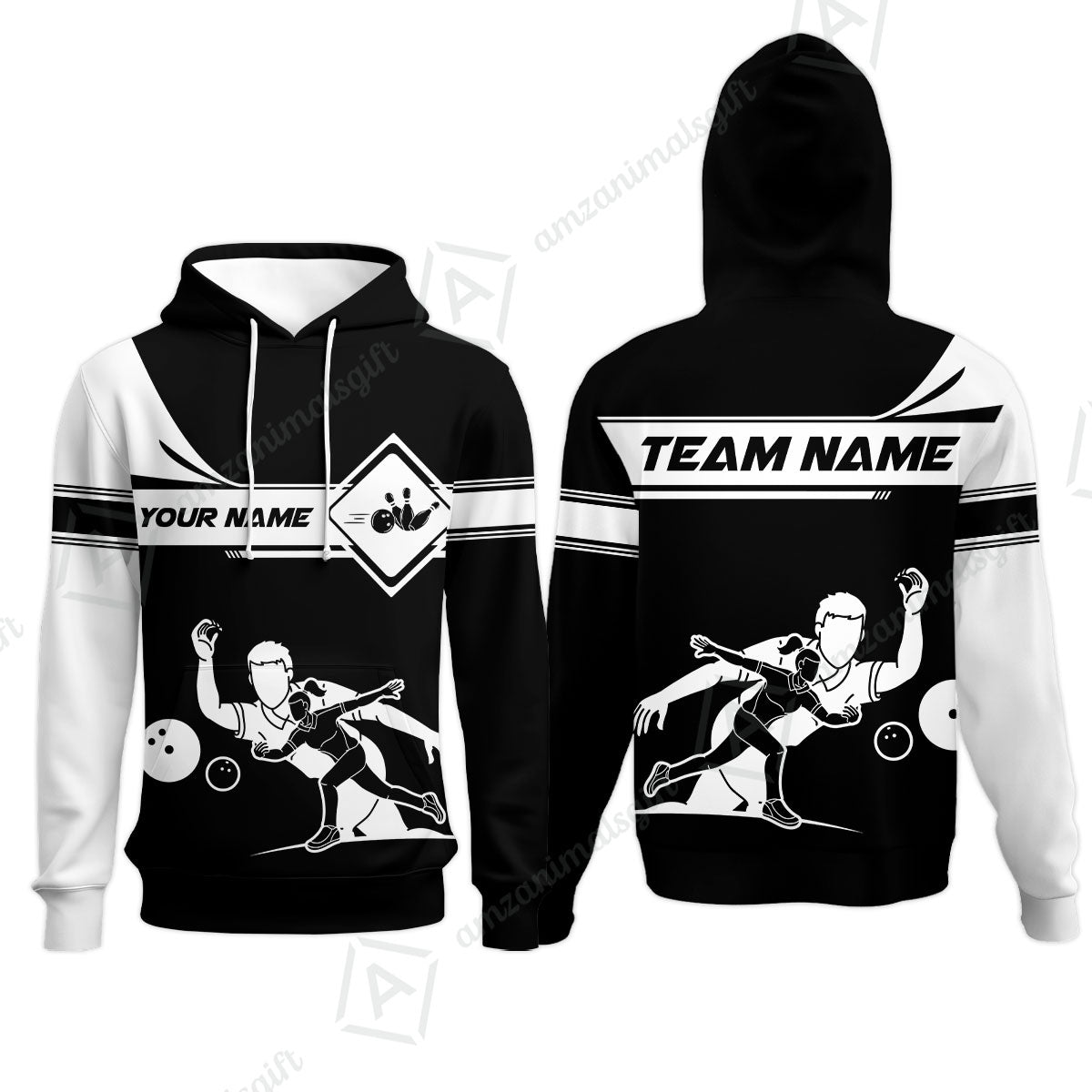 Customized Bowling Hoodie, Men And Women Playing Bowling Ball Hoodie Uniform Multicolor For Bowlers