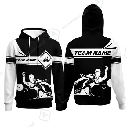 Customized Bowling Hoodie, Men And Women Playing Bowling Ball Hoodie Uniform Multicolor For Bowlers