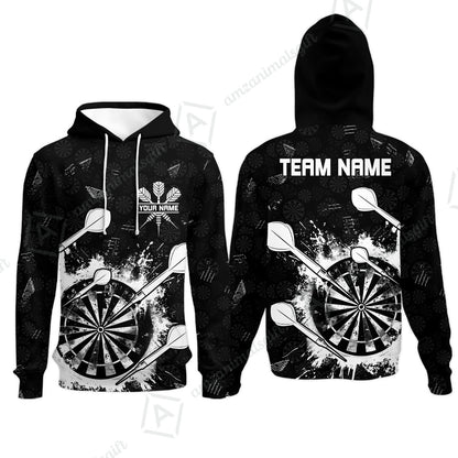 Customized Darts Hoodie, Darts Grunge Dartboard Hoodie Team Style Jersey for Darts Players