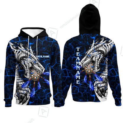 Customized Darts Team Hoodie, Darts And Dragon With Magma Personalized Hoodie For Darts Players
