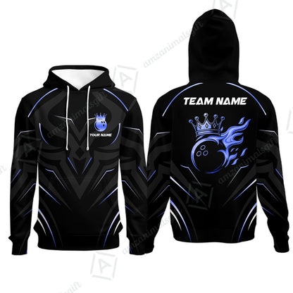 Customized Bowling Hoodie, Custom Crown Bowling Uniform Hawaiian Jersey, Multicolor Team Style Jersey for Bowlers