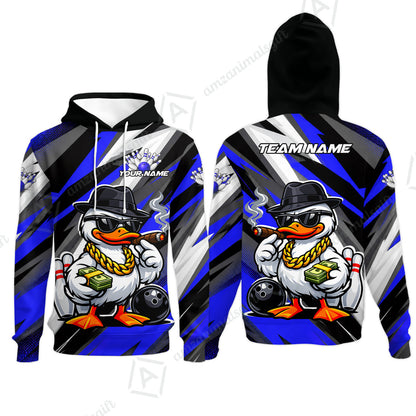 Custom Bowling Jersey Polo Shirt, Boss Hustle Duck Gangster Style, Custom Bowling Jersey Team Shirt For Players With Name and Team Name