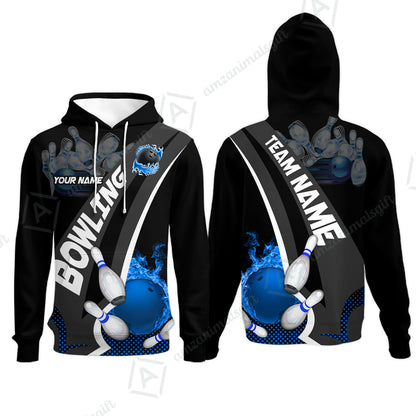 Customized Bowling Polo, Bowling And Pins Plame Premium Multicolor Option Personalized Name And Team Zipper Polo Jerseys Shirts