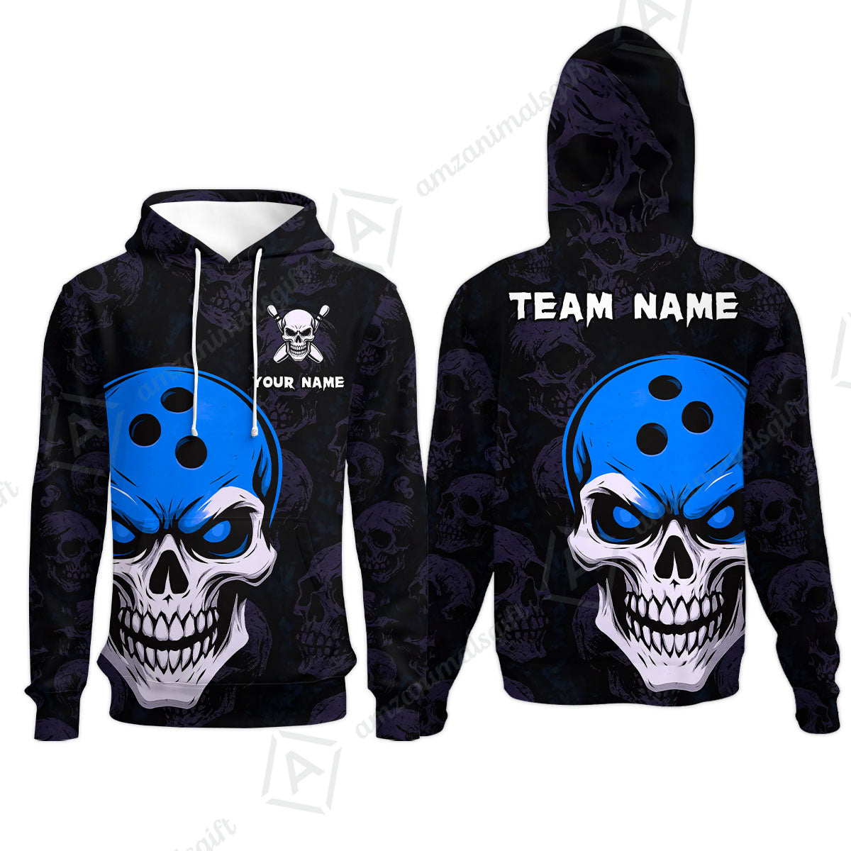 Custom Bowling Team Uniform Jersey Skull Bowling Shirt with Gothic Style, Bowling uniforms, Personalized Name And Team Name