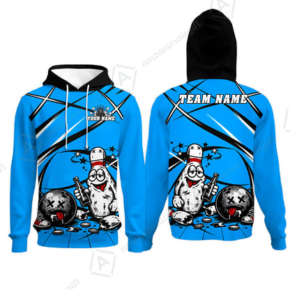 Custom Bowling Jersey Polo Shirt, Drunk Bowling Pin And Ball, Custom Bowling Jersey Team Shirt For Players With Name & Team Name