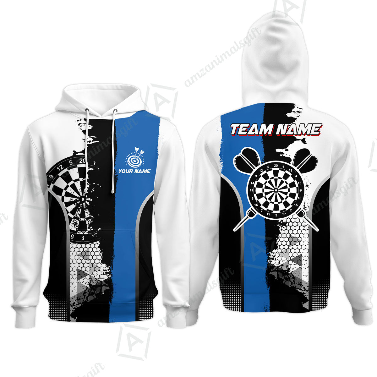 Custom Grunge Style Darts Team Jersey Polo Quarter-Zip Shirts, Custom Darts Team Jerseys Uniform, Personalized Name And Team Name