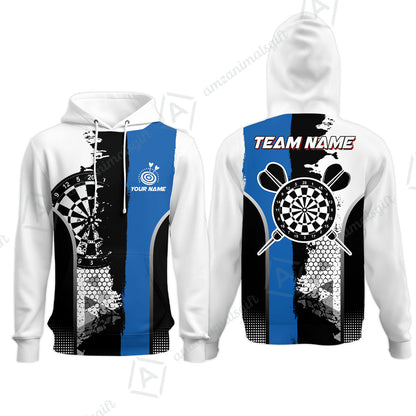 Custom Grunge Style Darts Team Jersey Polo Quarter-Zip Shirts, Custom Darts Team Jerseys Uniform, Personalized Name And Team Name