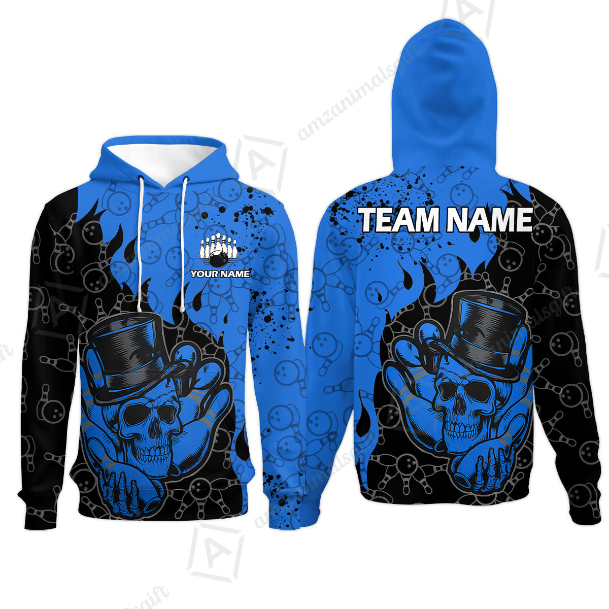 Custom Bowling Team Shirt – Skull Bowling Pattern Multicolor Personalized Jersey Bowling Uniform For League Players