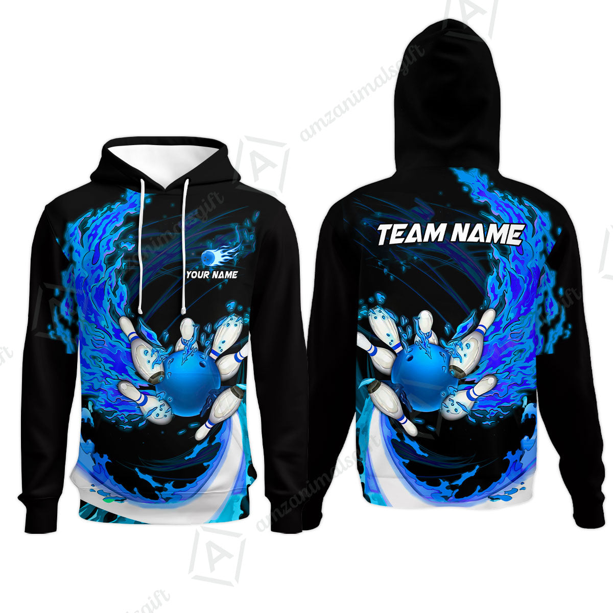 Customized Bowling Polo Team Jerseys, Breath Of Fire Bowling And Pins Multicolor Option Customized Name And Team Name For Bowling Team