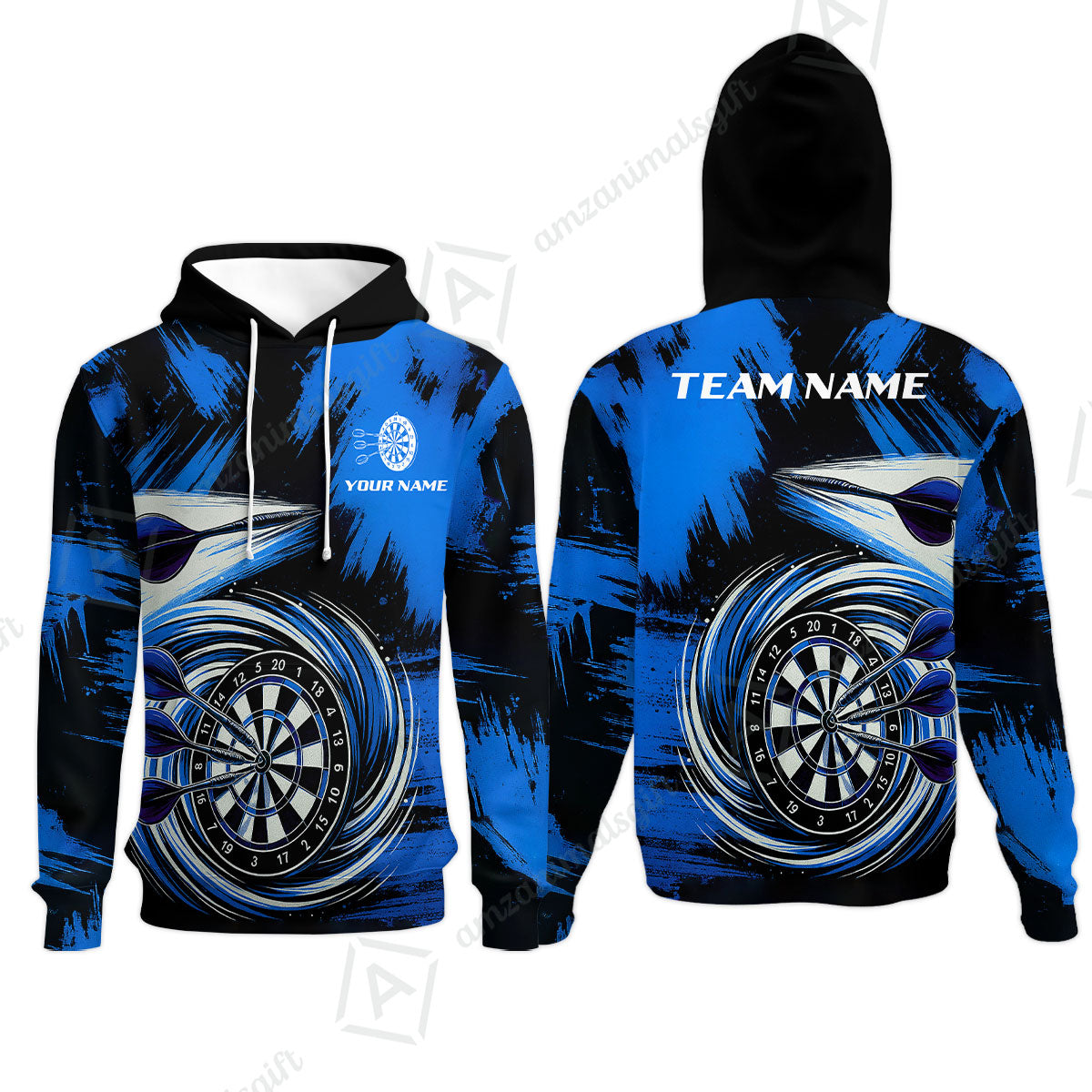 Customized Darts Hoodie, Darts Colorful Wave Custom Name Team Name Hoodie For Darts Player