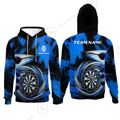 Customized Darts Hoodie, Darts Colorful Wave Custom Name Team Name Hoodie For Darts Player