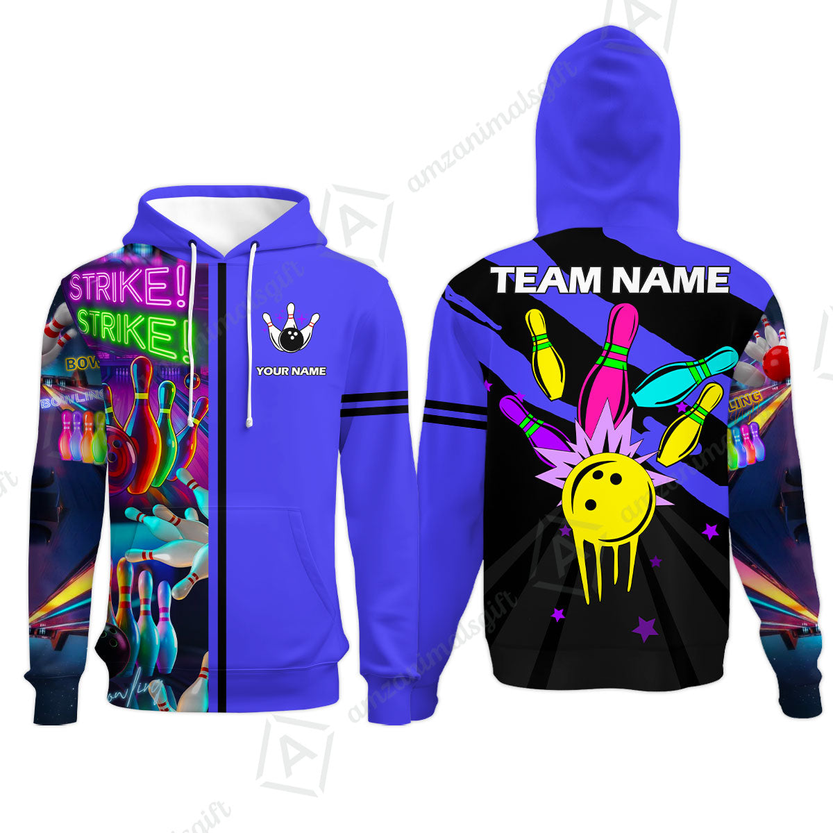 Custom Bowling Team Jersey Neon Bowling Strike Polo Shirts, Bowling Team Uniforms, Personalized Name And Team Name