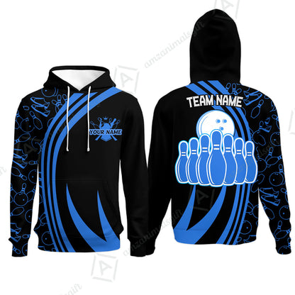 Customized Bowling Team Hoodie Neon Multicolor Bowling Uniforms With Name And Team Name For Bowlers, Team League