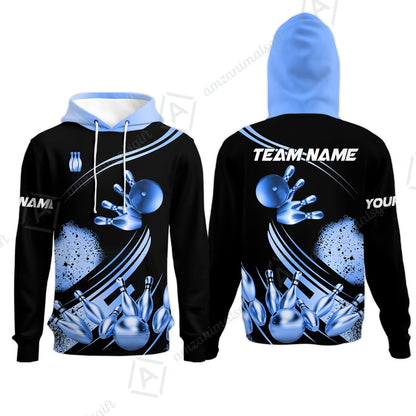 Custom Bowling Team Jerseys Polo Shirts, Bowling Uniforms Ball And Pins Ultimate Golden Multicolor Options Personalized Name And Team Name