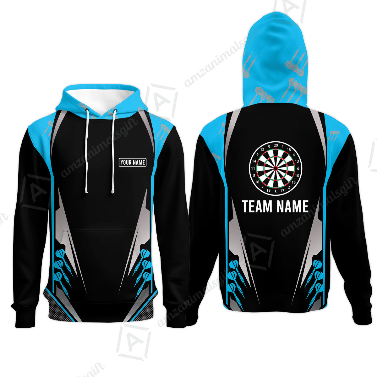 Customized Name & Text Darts Hoodie, Personalized Darts Team Hoodie For Summer - Gift For Darts Lovers, Darts Players Uniforms