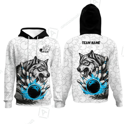 Custom Bowling Team Jersey, Wolf Strike Bowling Jersey Multicolor Polo Quarter-Zip Shirts, Custom Bowling Uniforms Jerseys