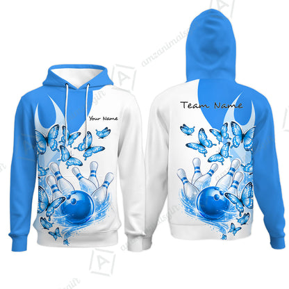 Custom Bowling Jersey Polo Shirt, Butterfly Strike, Personalized Name & Team Name