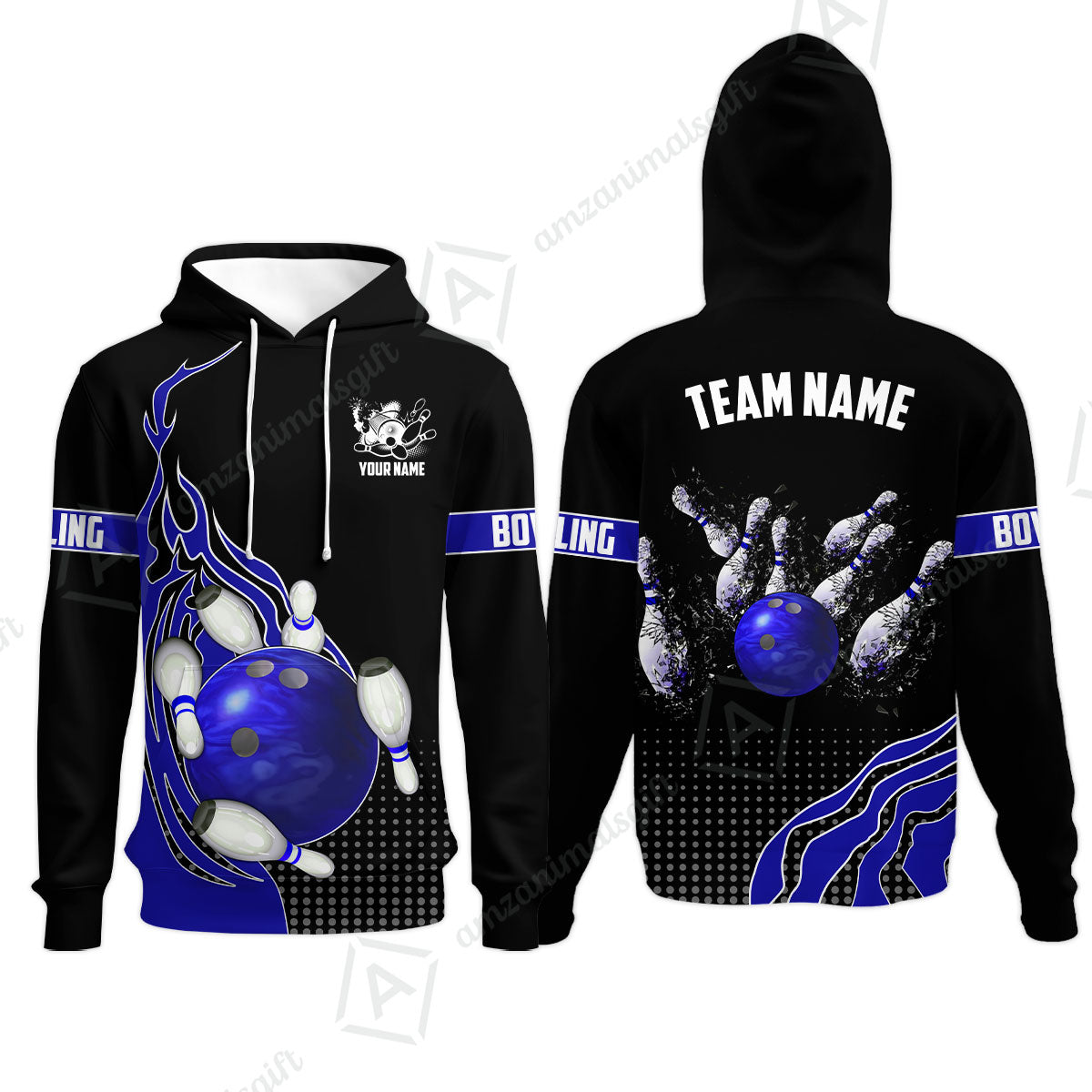 Customized Bowling Unisex Polo Shirt, Bowling And Breaking Pins Multicolor Option Customized Name And Team Name Polo Jerseys Shirts