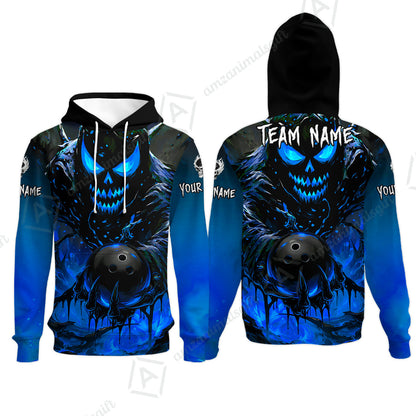 Custom Bowling Jersey Polo Shirt, Hellfire Strike, Custom Bowling Jersey Team Shirt For Players With Name & Team Name
