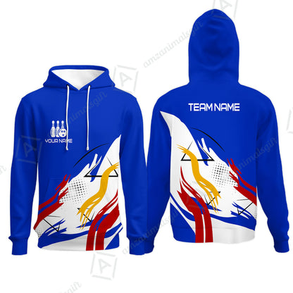 Customize Name, Team Name Bowling Jersey, Bowling Team Jersey Multicolor Polo Quarter-Zip Shirts, Custom Bowling Uniforms Jerseys