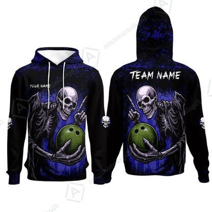 Custom Colorful Skeleton Bowling Team Jerseys Polo Shirts, Bowling uniforms, Bowling Shirts Personalized Name And Team Name