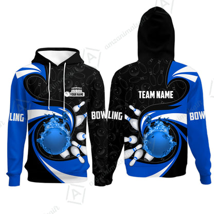 Customized Bowling Jersey Shirt, Bowling Ball And Pins Vortex Pattern Multicolor Customized Name And Team Name For Bowling Team