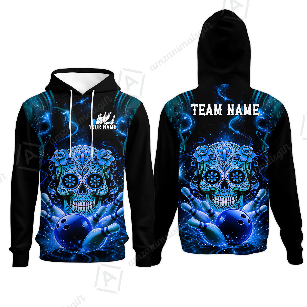 Customized Darts Team Jersey, Sugar Skull Bowler, Personalized Polo Shirt For Players With Name & Team Name