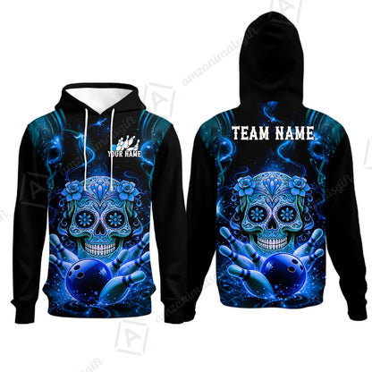 Customized Darts Team Jersey, Sugar Skull Bowler, Personalized Polo Shirt For Players With Name & Team Name