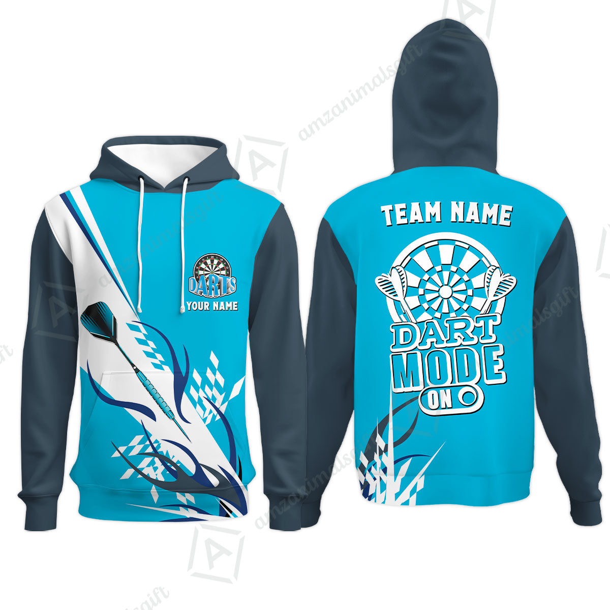 Custom Darts Mode On Multi-Color Team Jersey Polo Quarter-Zip Shirts, Customized Name Team Name Darts Team Jerseys Uniform