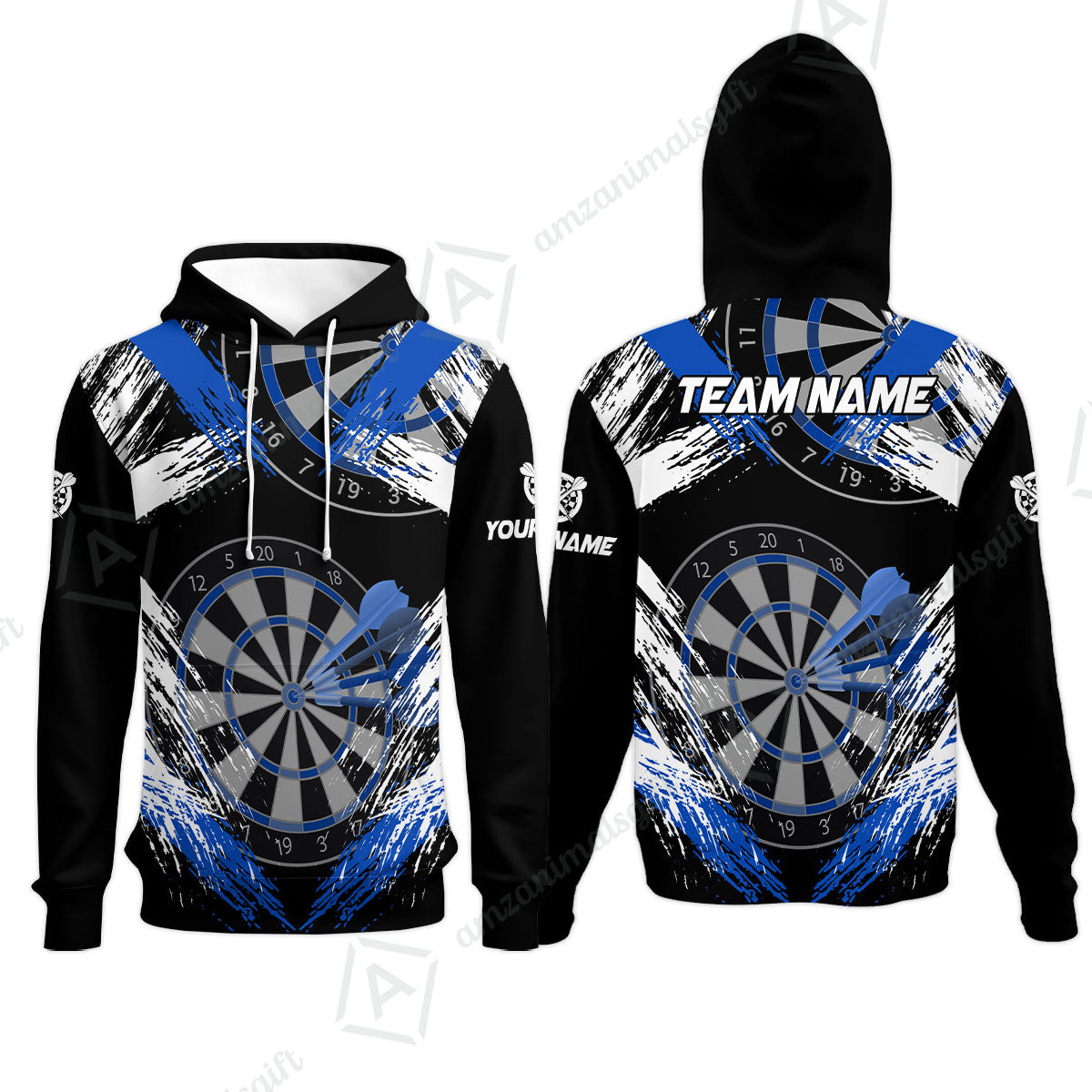 Customized Darts Hoodie, Darts Tournament Grunge Style Multicolor Hoodie Jersey For Darts Player