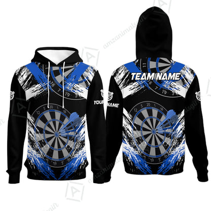 Customized Darts Hoodie, Darts Tournament Grunge Style Multicolor Hoodie Jersey For Darts Player