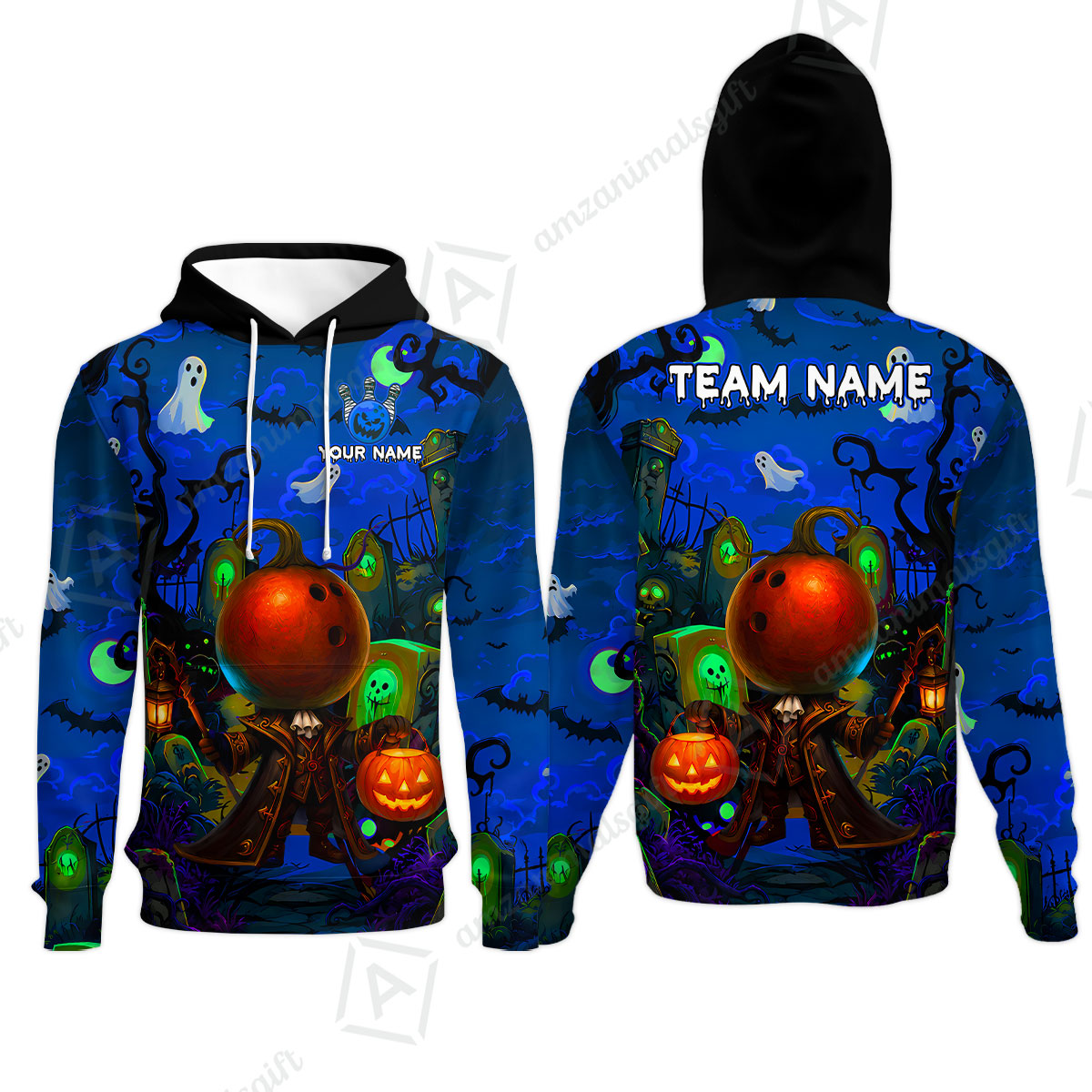 Custom Bowling Jersey Polo Shirt, Halloween Spooky Strike, Custom Bowling Jersey Team Shirt For Players With Name & Team Name