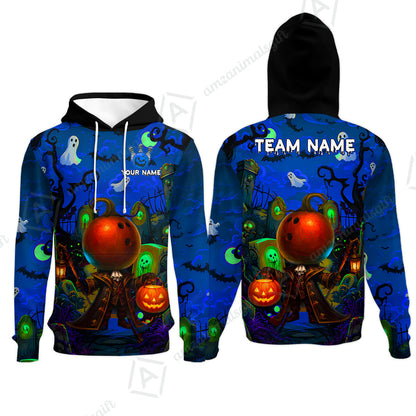 Custom Bowling Jersey Polo Shirt, Halloween Spooky Strike, Custom Bowling Jersey Team Shirt For Players With Name & Team Name