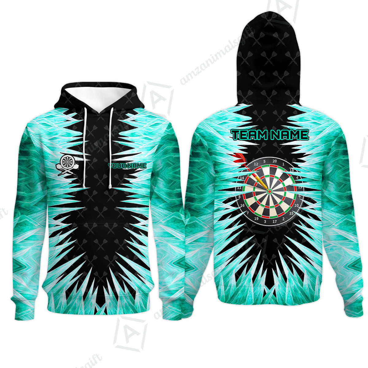Customized Darts Hoodie, Darts Dartboard Ice And Fire Multicolor Hoodie Jersey For Darts Players