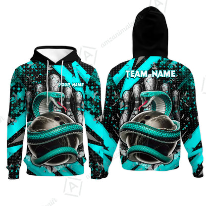 Custom Bowling Team Shirt, Bowling with King Cobra Multicolor, Bowling uniforms, King Cobra Bowling Shirt Personalized Name And Team Name