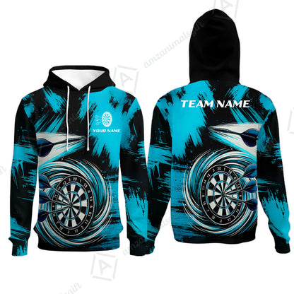 Customized Darts Hoodie, Darts Colorful Wave Custom Name Team Name Hoodie For Darts Player