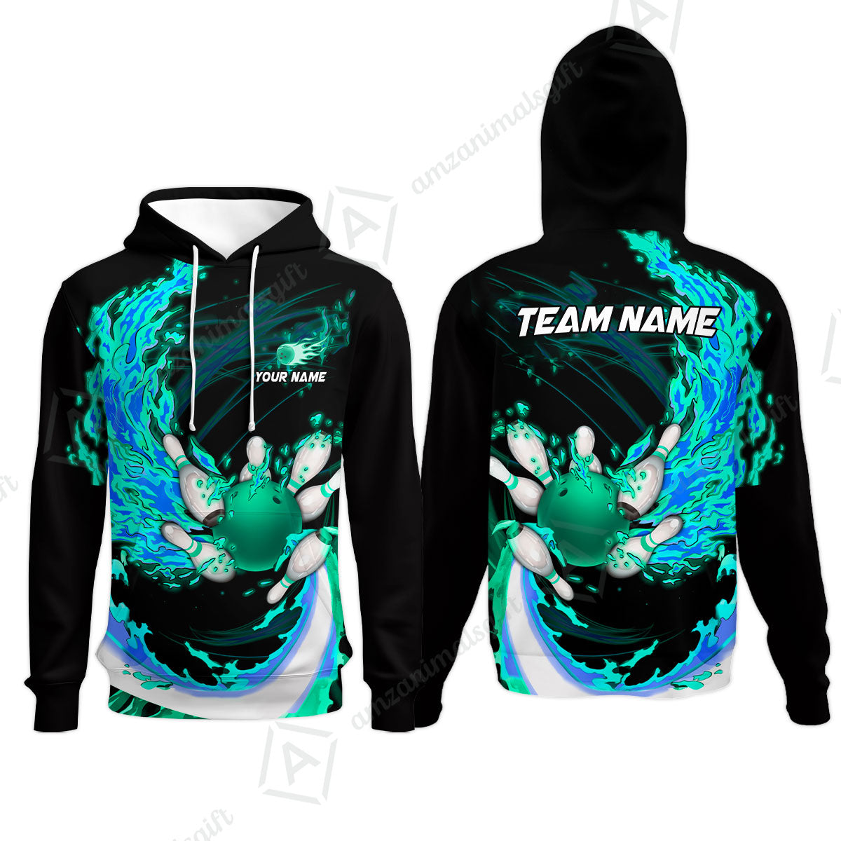 Customized Bowling Polo Team Jerseys, Breath Of Fire Bowling And Pins Multicolor Option Customized Name And Team Name For Bowling Team