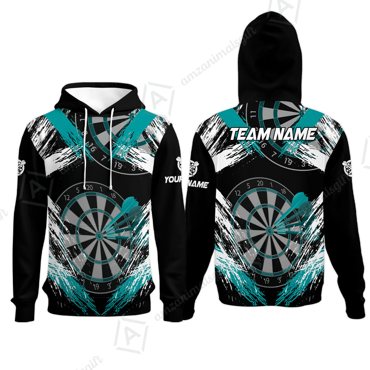Customized Darts Hoodie, Darts Tournament Grunge Style Multicolor Hoodie Jersey For Darts Player
