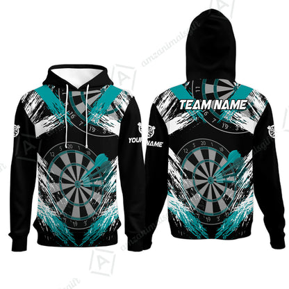 Customized Darts Hoodie, Darts Tournament Grunge Style Multicolor Hoodie Jersey For Darts Player