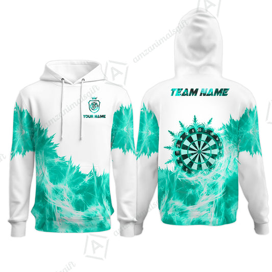 Customized Darts Hoodie, Darts Icy Light White And Multi Color Team Hoodie  Jersey For Darts Player