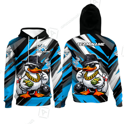 Custom Bowling Jersey Polo Shirt, Boss Hustle Duck Gangster Style, Custom Bowling Jersey Team Shirt For Players With Name and Team Name